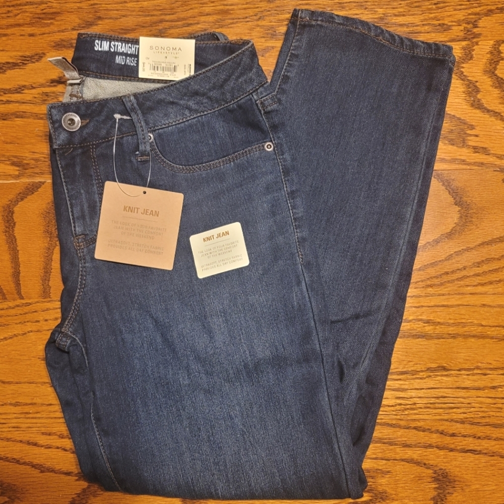 Sonoma Life+Style Women’s Slim Straight Mid Rise Jeans Size 6PS Petite